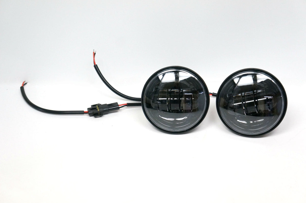 New 4-1/2" 4.5" LED Projector Daymaker Style Black Passing Lamps for Harley Touring Models