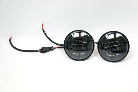 New 4-1/2" 4.5" LED Projector Daymaker Style Black Passing Lamps for Harley Touring Models