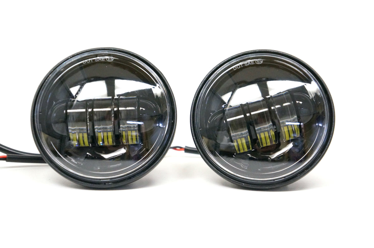 New 4-1/2" 4.5" LED Projector Daymaker Style Black Passing Lamps for Harley Touring Models