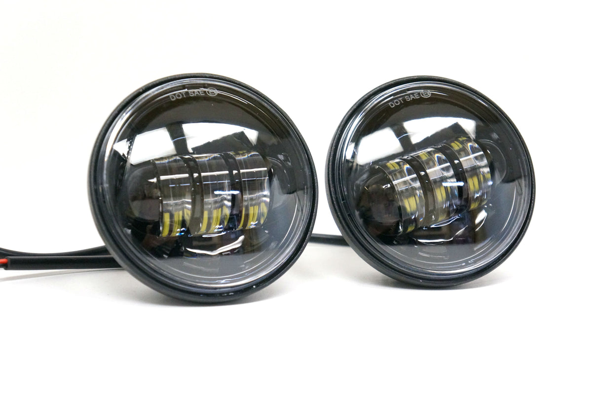 New 4-1/2" 4.5" LED Projector Daymaker Style Black Passing Lamps for Harley Touring Models