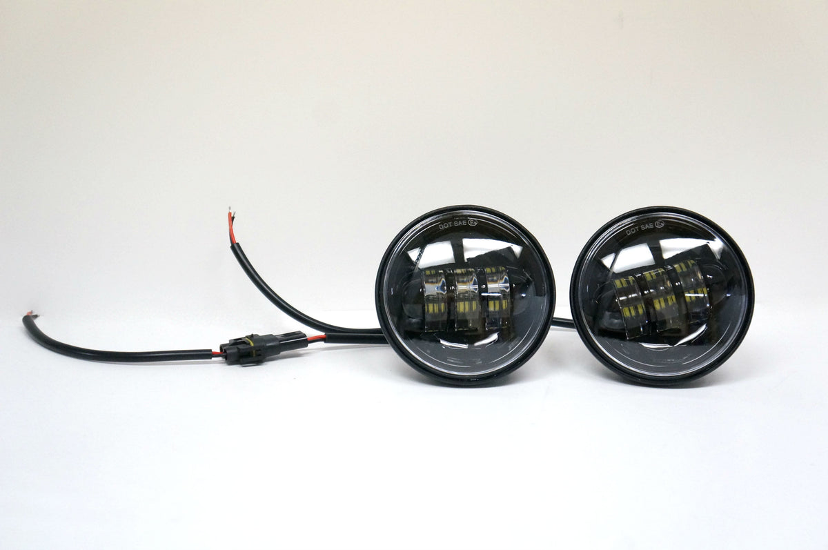 New 4-1/2" 4.5" LED Projector Daymaker Style Black Passing Lamps for Harley Touring Models