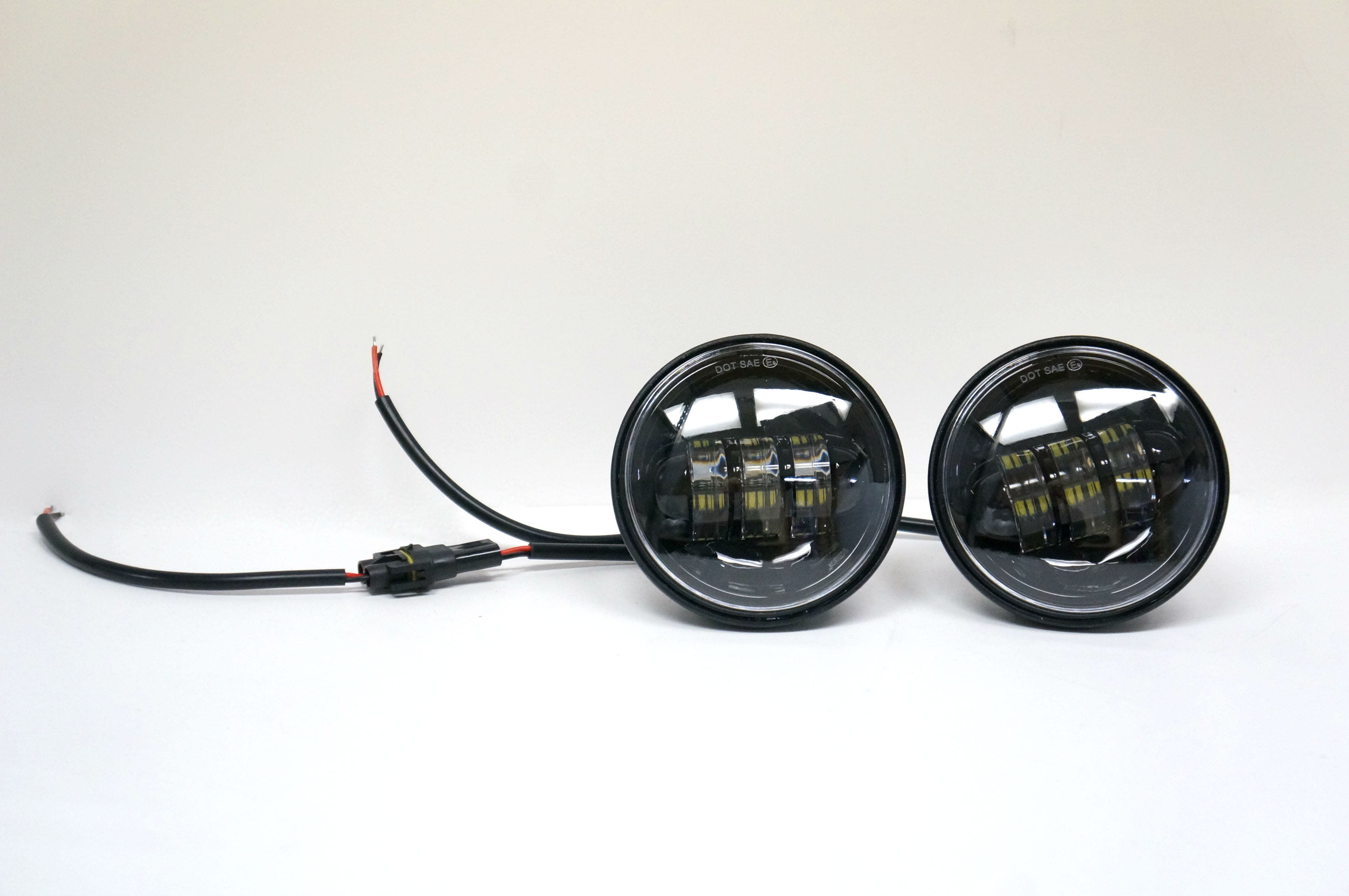 New 4-1/2" 4.5" LED Projector Daymaker Style Black Passing Lamps for Harley Touring Models