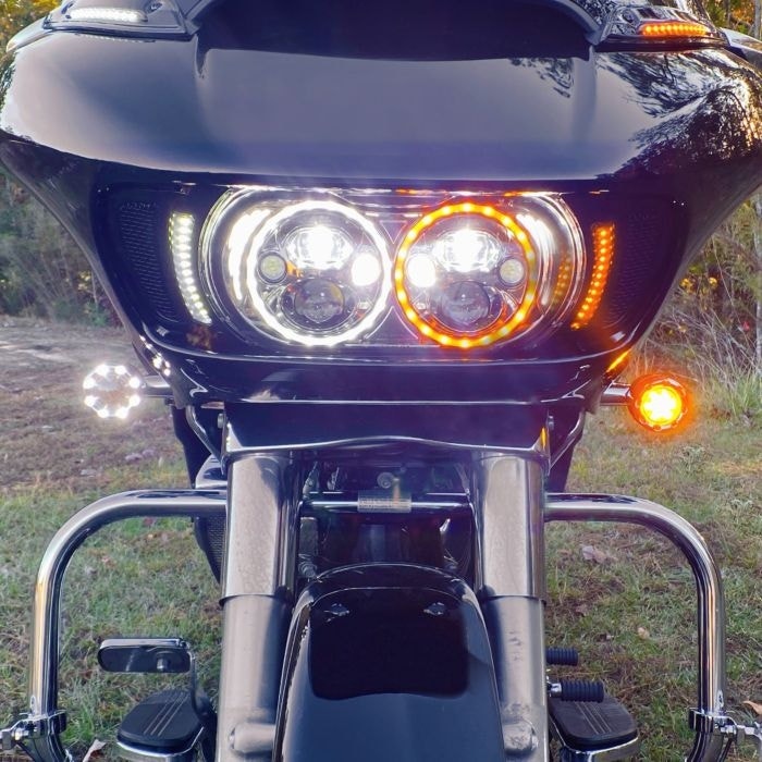Custom Dynamics ProBeam Chrome Bullet Ringz Amber White LED Front Turn Signals JAE
