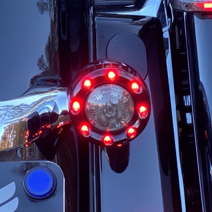 Custom Dynamics ProBeam Black Bullet Ringz Red LED Smoke Rear Turn Signals 57