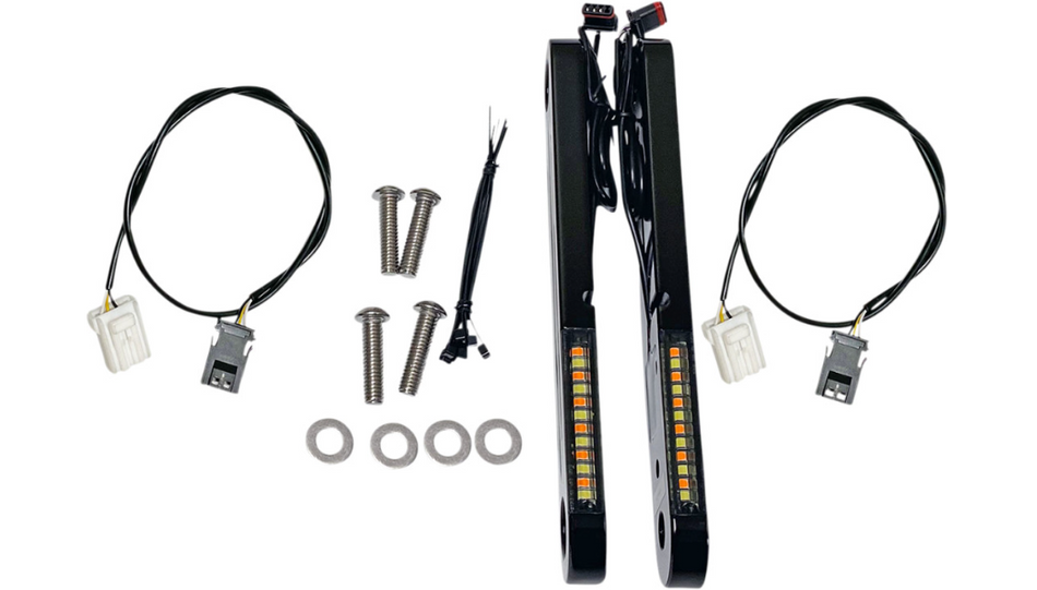 Custom Dynamics ProBeam Black Flush Dynamic Strips V2 Turn Signal FLH 97-13