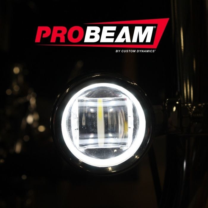 Custom Dynamics ProBeam Black LED Halo Fog Lamps Harley Touring FLH/T 97-13