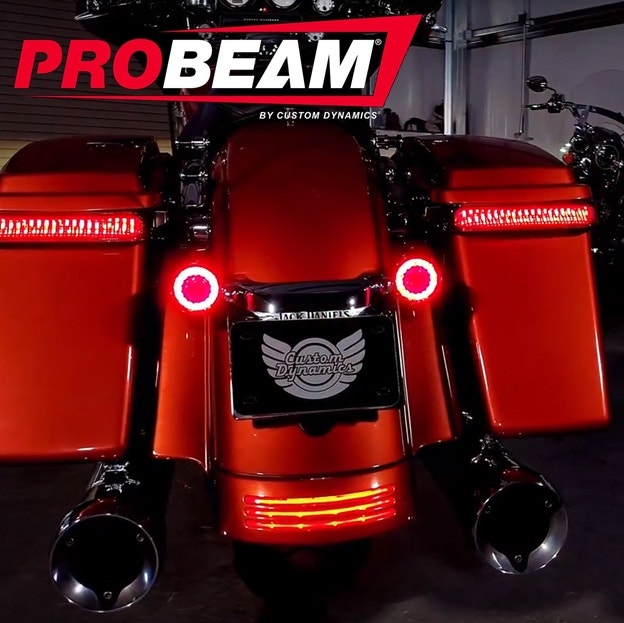 Custom Dynamics ProBeam Bullet Black Bezel Red Lens Rear Turn Signal 1157 Insert