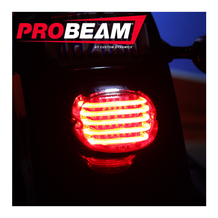Custom Dynamics ProBeam Low Profile LED Smoke Taillight Btm Window Harley 99-20