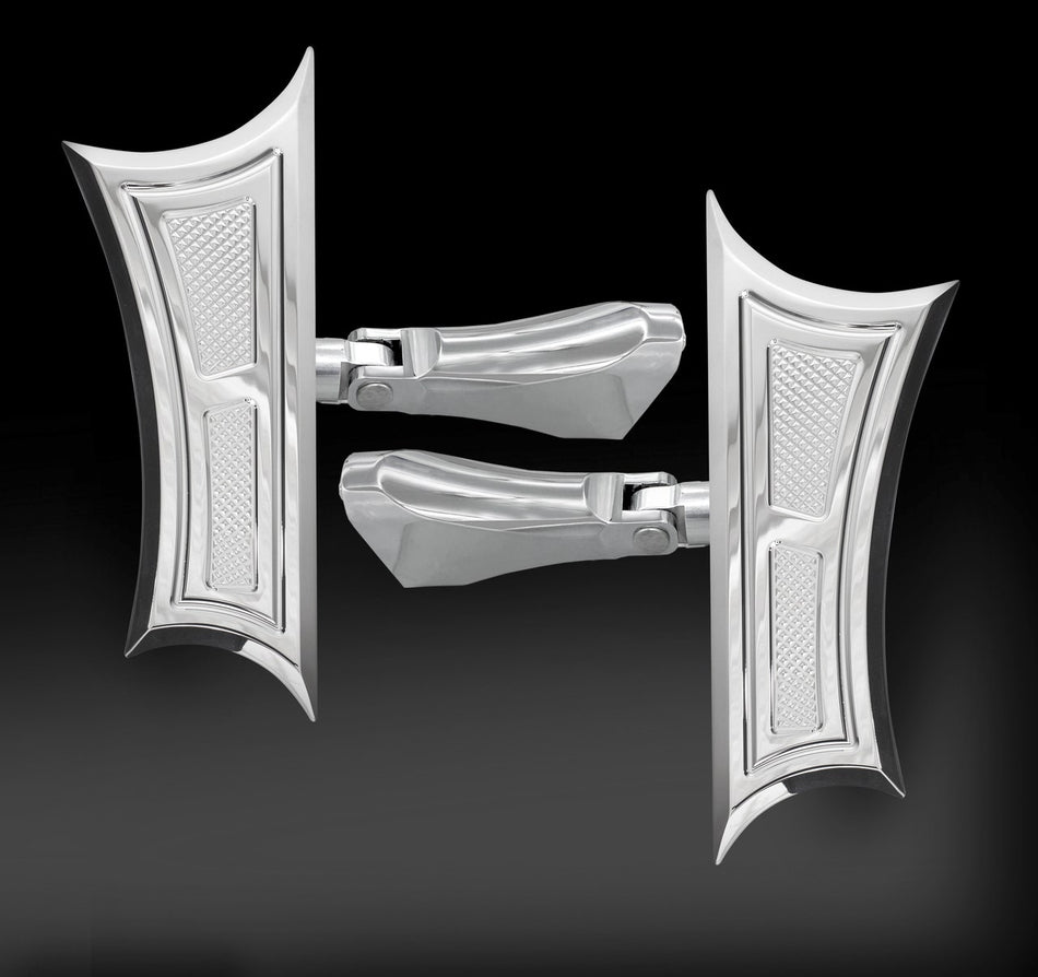 RC Components Chrome Velocity Rear Flip Up Passenger Floorboards for Harley FLH