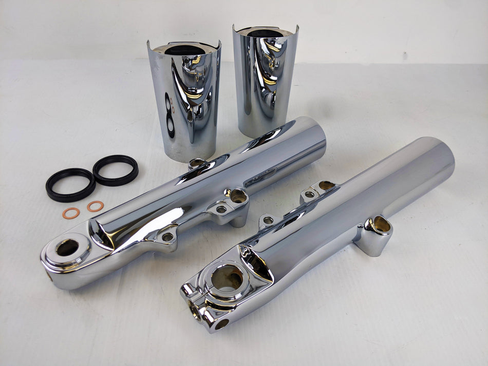 Harley Davidson 49mm OE Front End Chrome FLH Lower Legs Sliders Boots 14-22