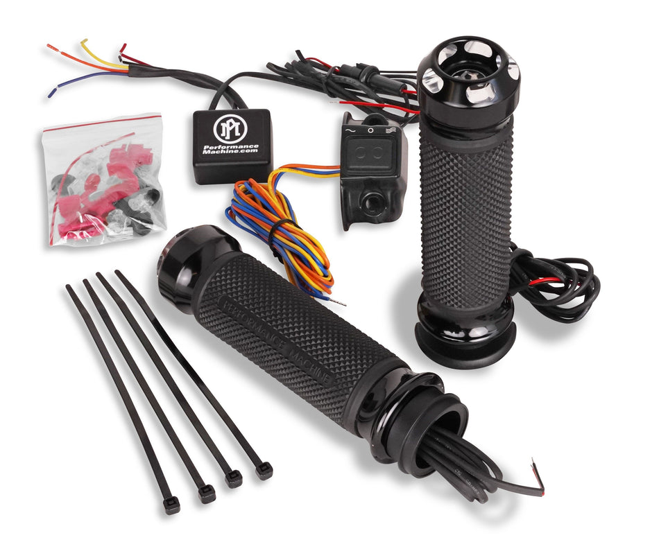 Performance Machine Apex Heated Grips Contrast Cut Electronic Throttle Harley TBW