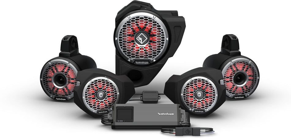 Rockford Fosgate Ride Command 3-Way 1500w Front Rear Horn Color Optix Speaker Subwoofer