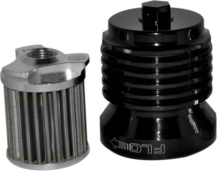 PC Racing PCS4B Black Flo Oil Filter Reusable 35 Microns Harley 84-Up