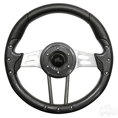 RHOX Golf Cart 13" Steering Wheel Aviator 4 Carbon Fiber Grip Aluminum Spokes
