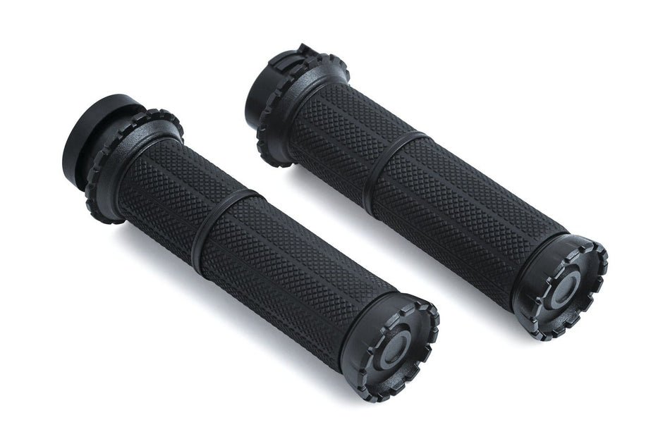 Kuryakyn Riot Satin Black Hand Grips Harley Dual Cable Throttle 84-19
