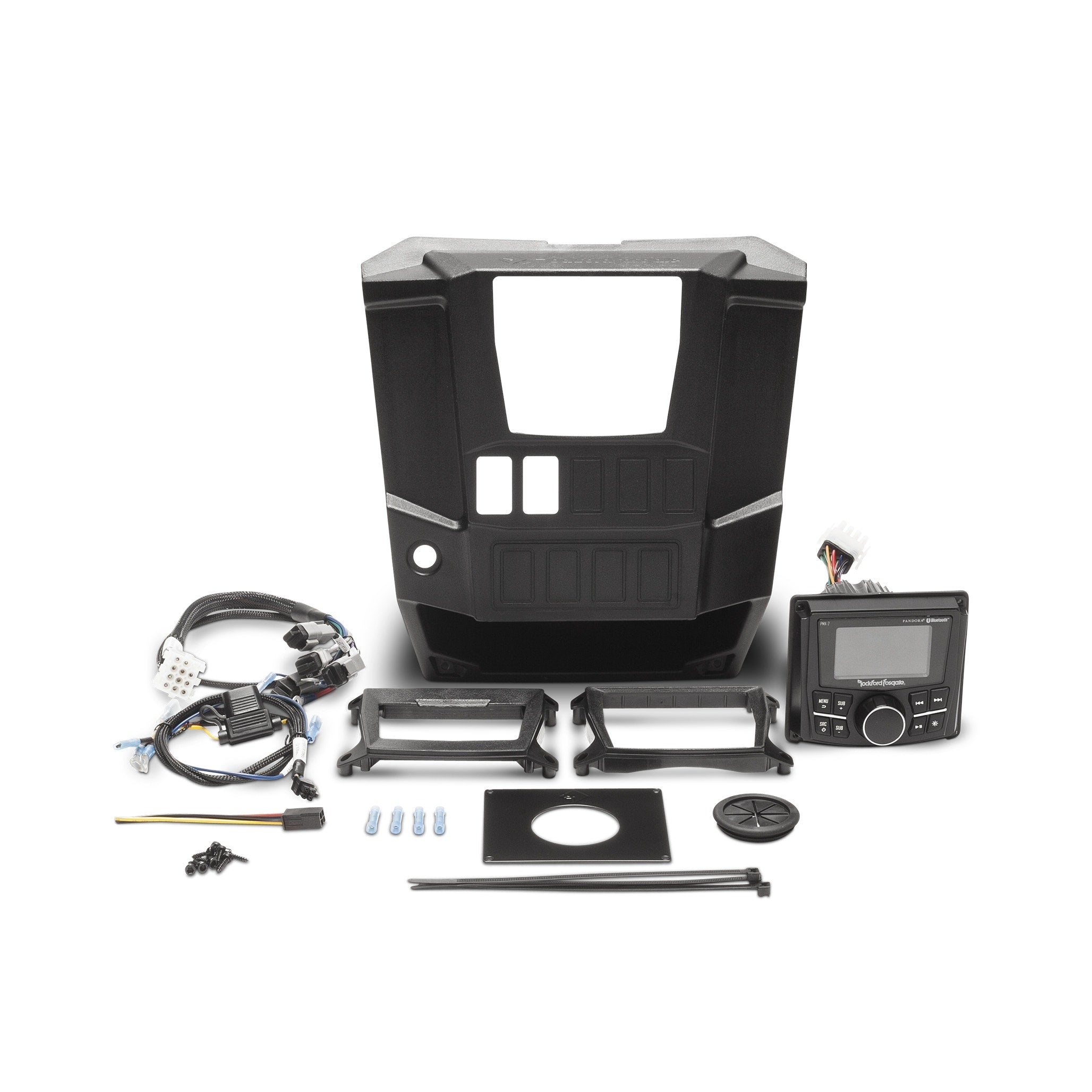 Purchase Rockford Fosgate Polaris RNGR-STAGE1 Digital Media Receiver Dash Installation Kit from Eastern Performance Cycles. Great prices and free shipping!