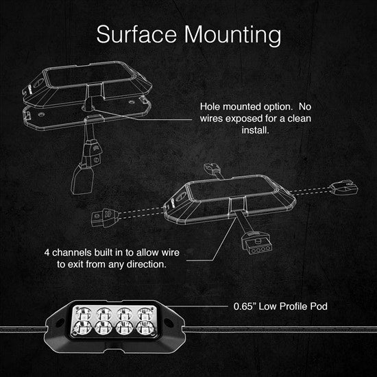 XK Chrome LED Rock Light Kit Bluetooth RGB For Jeep UTV XK-ROCK-STA