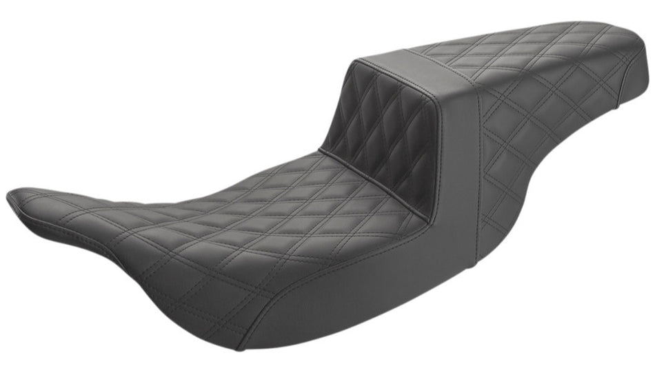 Saddlemen Step Up 2-Up Seat Black Full Lattice Stitched Harley Touring 97-07