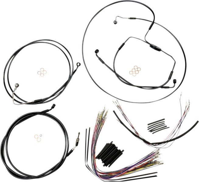 Magnum XR Handlebar Cable Install Kit All Black 12-14 Rise Harley 08-13