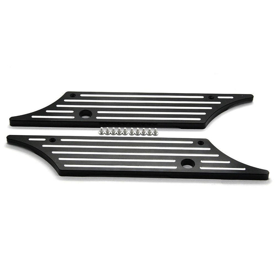 Hogworkz 93-'13 Black Cut Straight Edge Harley Touring Saddlebag Latch Covers