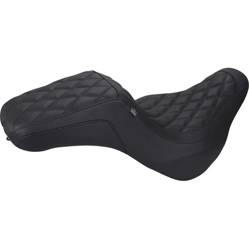 Mustang 78808 Squareback Seat - Black Double Diamond - Harley FL/FX '18-'25