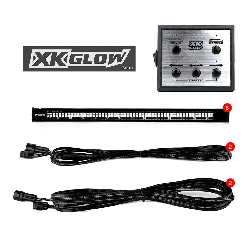 XK Glow Plug-And-Play Emergency Strobe Light Series Blue/Red 8 piece XK052002-8BR