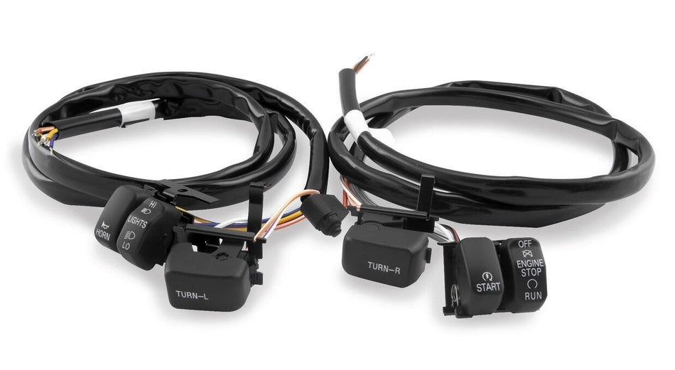 Handlebar Wiring Kit Black with Buttons & Switches 48" Harness Harley 96-06 12093