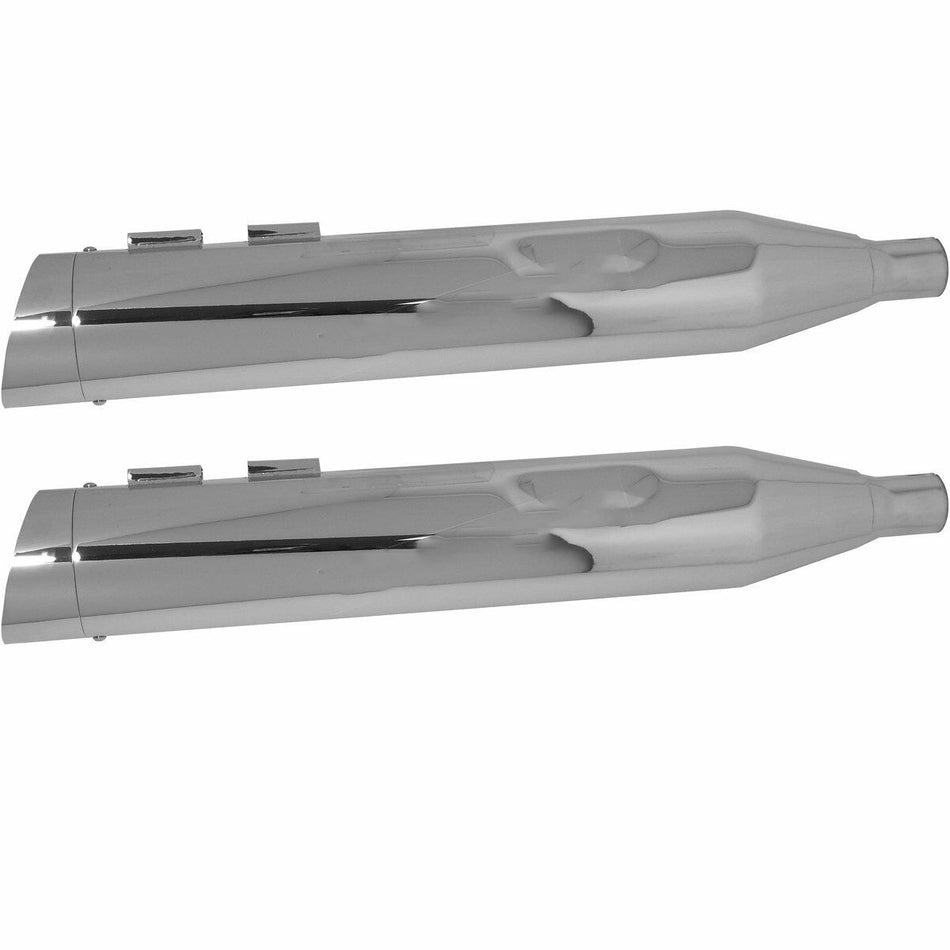 Power House All Chrome 4.5 Slip-On Mufflers Slash Tips Harley Dresser 85-16