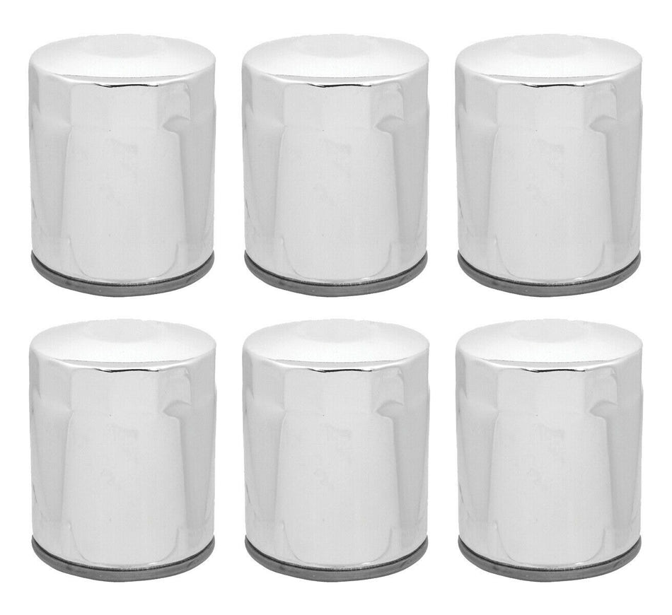 Lot of 6 Chrome 10 Micron Oil Filter Harley Big Twin Cam M8 Repl 63798-99