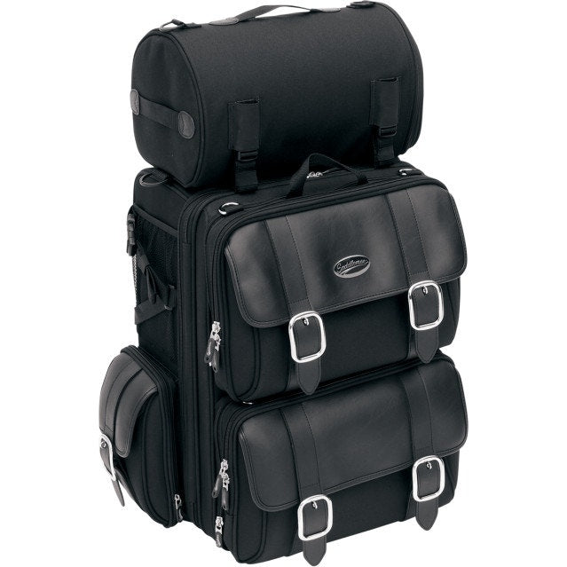 Saddlemen Black S3200DE Deluxe Sissy Bar Large Bag Motorcycle Luggage for Harley
