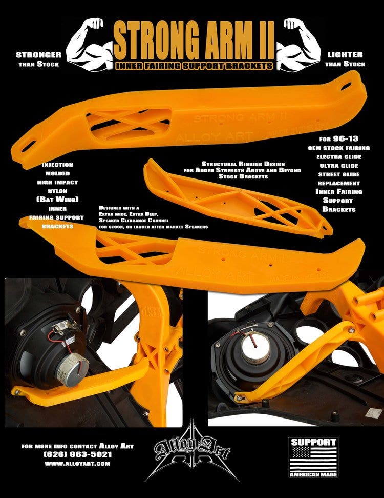 Alloy Art Strong Arm II Inner Fairing Speaker Support Brackets FLH Harley
