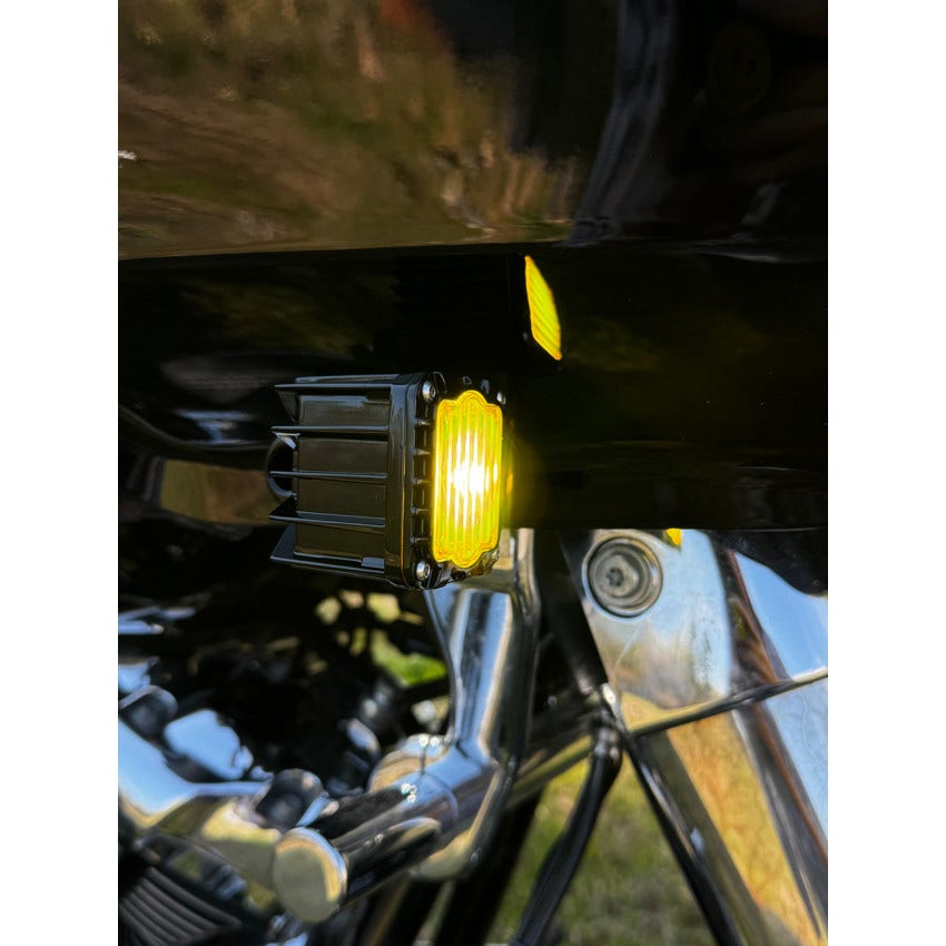 Custom Dynamics Shark Demon LED Front Turn Signals for Harley Road Glide Models