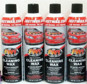 Waterless Wash Carnauba & Wax Fastwax FW1 Spray Can Removes Cleans Tar Dirt Bugs 4 Pack