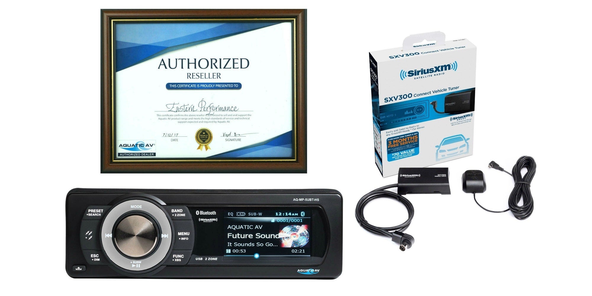 Aquatic AV 288W Sirius XM USB iPod Bluetooth Radio Harley 98-13 w/ FREE SXV300v1