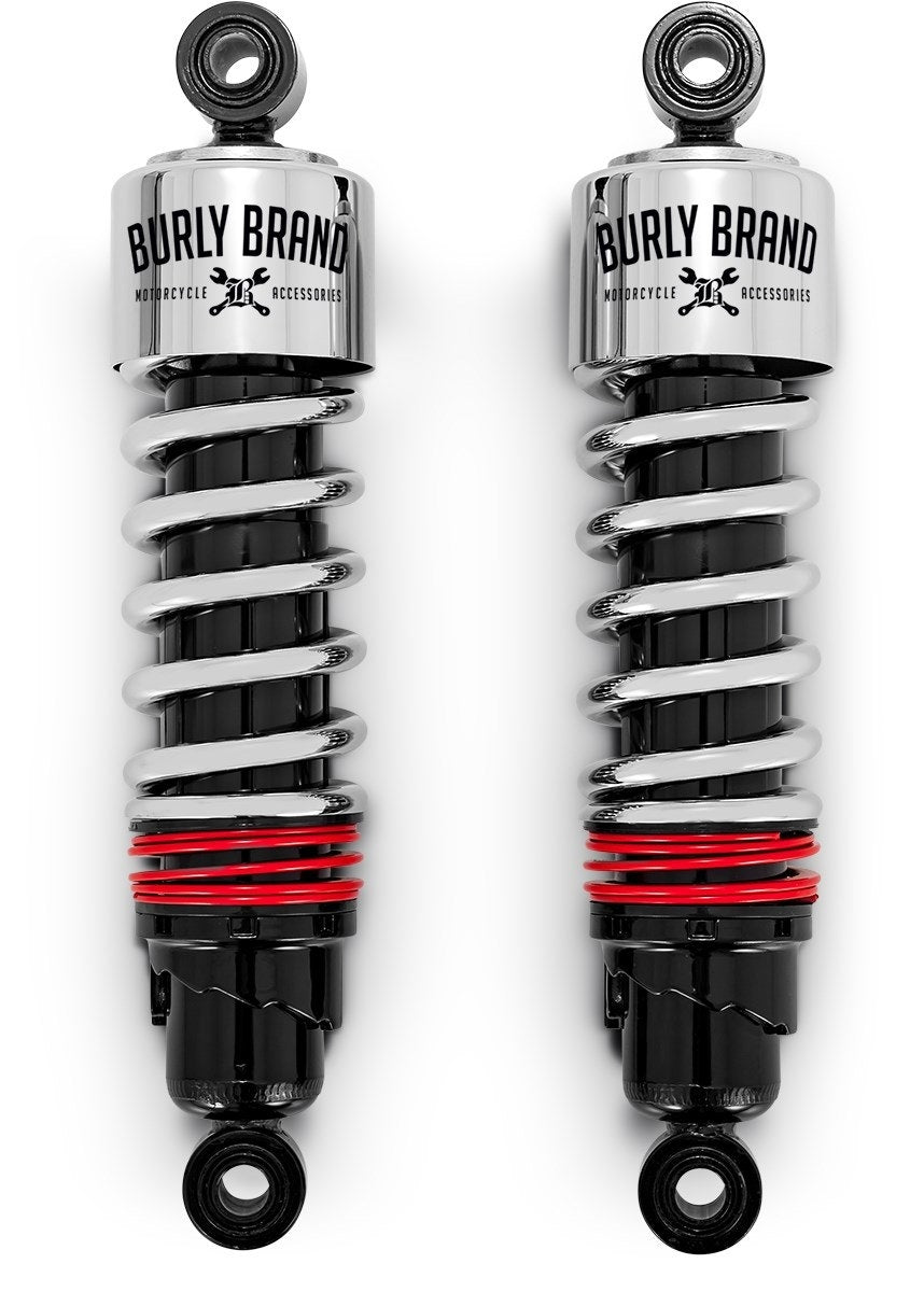 Burly Brand B28-1206 Chrome 11.5" Slammer Plus Lowering Shocks Harley Dyna 91-17