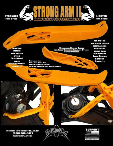 Alloy Art SAB-1 & SAB-2 Strong Arm Fairing & Speaker Support Brackets Harley FLH