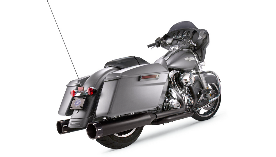 S&S Cycle Black MK45 4.5" Slip On Mufflers W/ Black Tracer Tips Harley 17-23