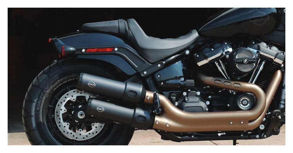 S&S Cycle Black Grand Nationals Slip-Ons Mufflers Harley Fat Bob FXFB 18-19