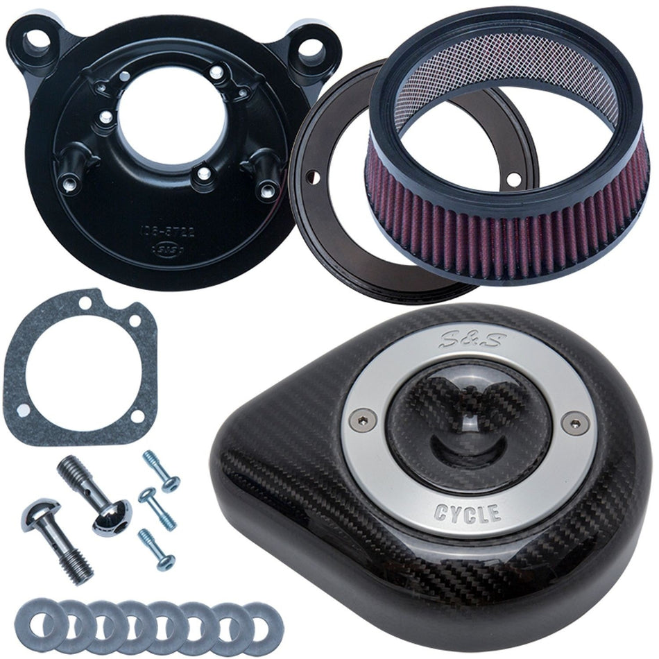 S&S 170-0499 Stealth Air Cleaner Kit Carbon Fiber Teardrop 01-17 Harley Twin Cam