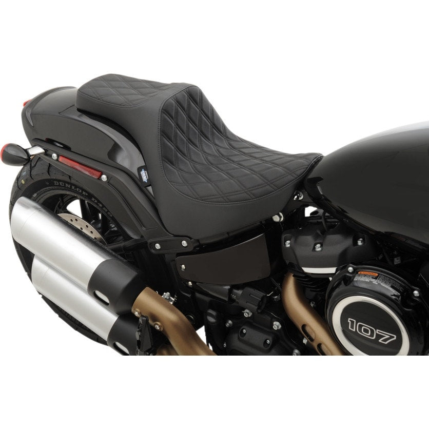 Drag Predator III Double Diamond Black Stitch 2-Up Seat 18-23 Harley Fat Bob FXFB