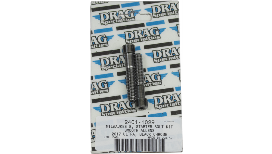 Drag Specialties Black Smooth Starter Bolt Kit 4 Harley M8 Models