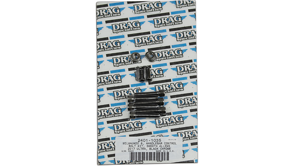 Drag Specialties Black Smooth Handlebar Control Bolt Kit 4 Harley M8 Models