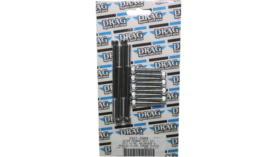 Drag Specialties Chrome Knurled Outer Primary Bolt Kit 4 Harley M8 Models
