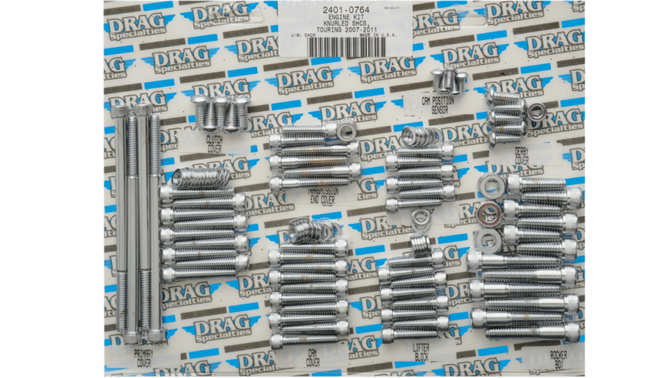 Drag Specialties Chrome Knurled Complete Motor Bolt Kit 4 Harley Big Twin FL