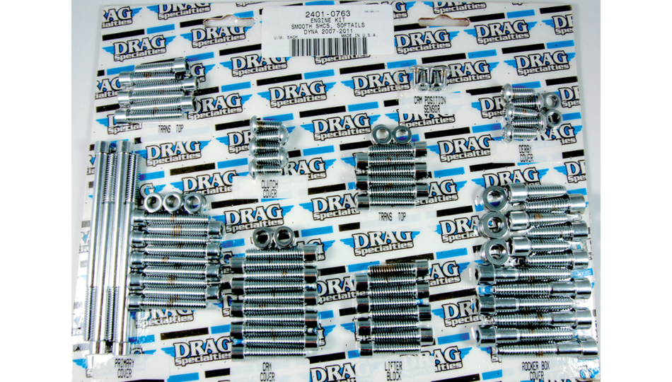 Drag Specialties Chrome Smooth Complete Motor Bolt Kit 4 Harley Big Twin FX