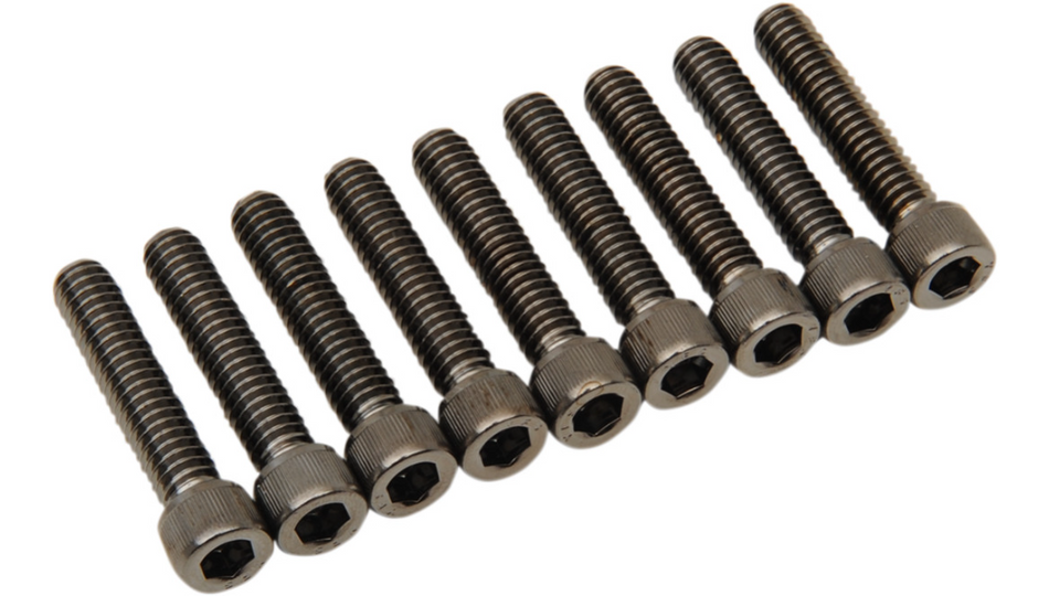 Drag Specialties Black Knurled Cam Cover Bolt Kit 4 Harley M8 Models