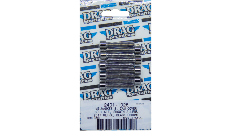 Drag Specialties Black Smooth Cam Cover Bolt Kit 4 Harley M8 Models