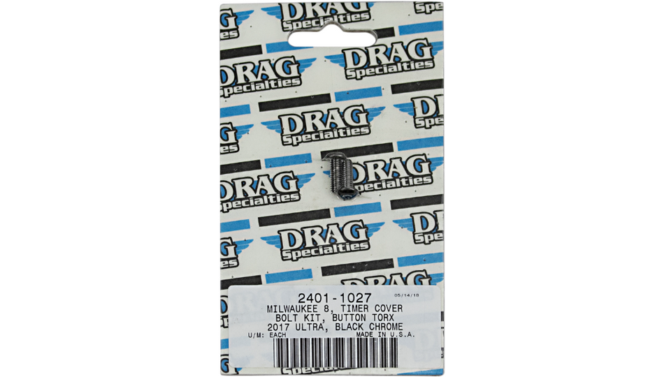 Drag Specialties Black Knurled Timer Cover Bolt Kit 4 Harley M8 Models