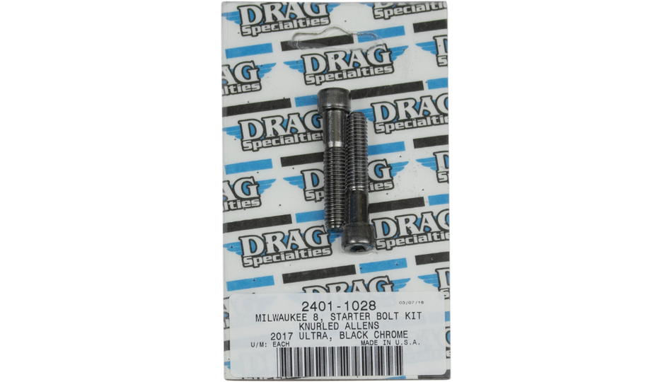 Drag Specialties Black Knurled Starter Bolt Kit 4 Harley M8 Models