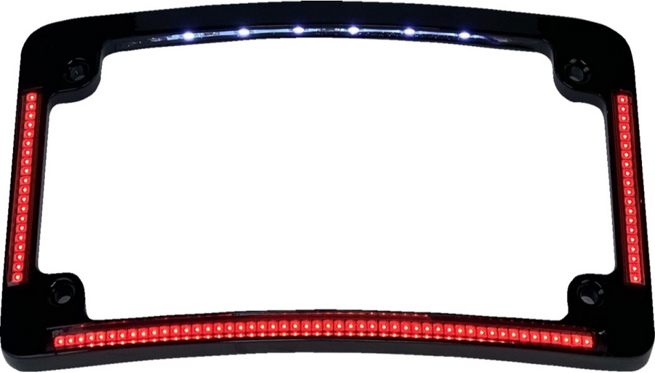 Custom Dynamics Black Radius License Plate Frame Red LEDs W/ Tag Light